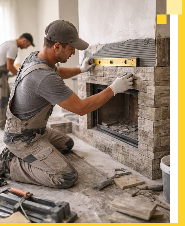 Облицовка каминов в Тольятти, монтаж и отделка натуральным камнем