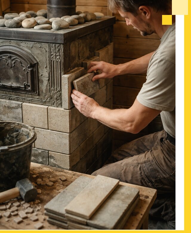 Облицовка банных печей в Тольятти профессиональная отделка