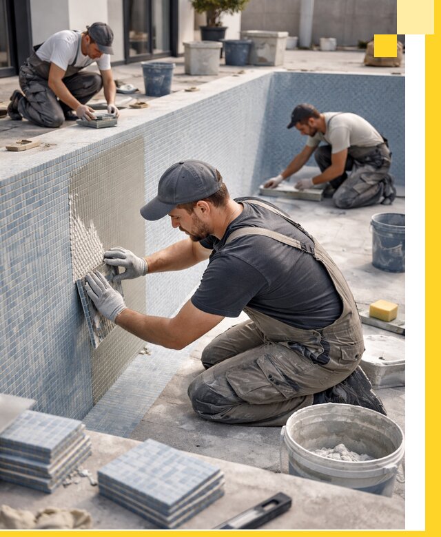 Облицовка бассейнов в Тольятти плитка мозаика гидроизоляция