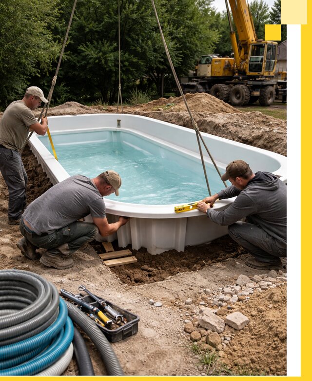 Установка и монтаж композитных бассейнов под ключ в Тольятти