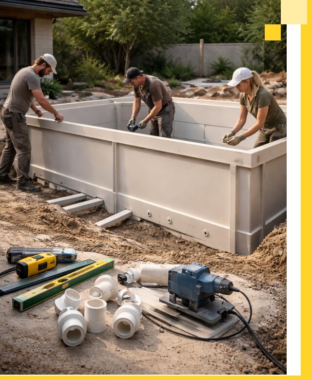 Установка полипропиленовых бассейнов под ключ в Тольятти