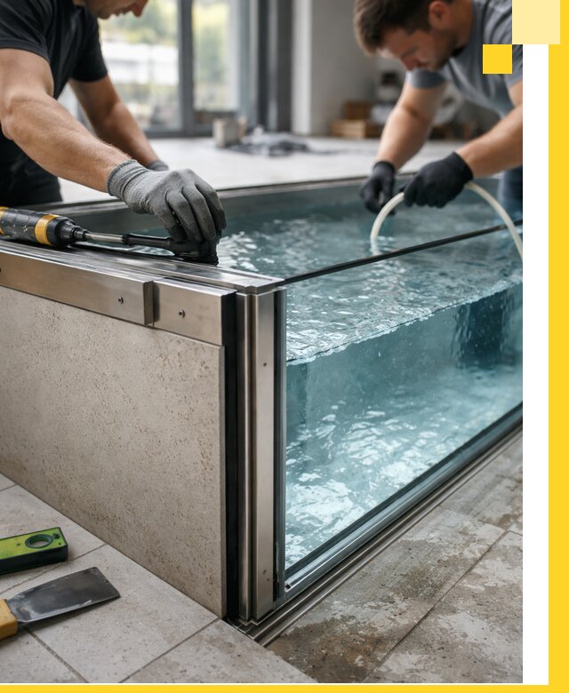 Проектирование и монтаж стеклянных бассейнов в Тольятти