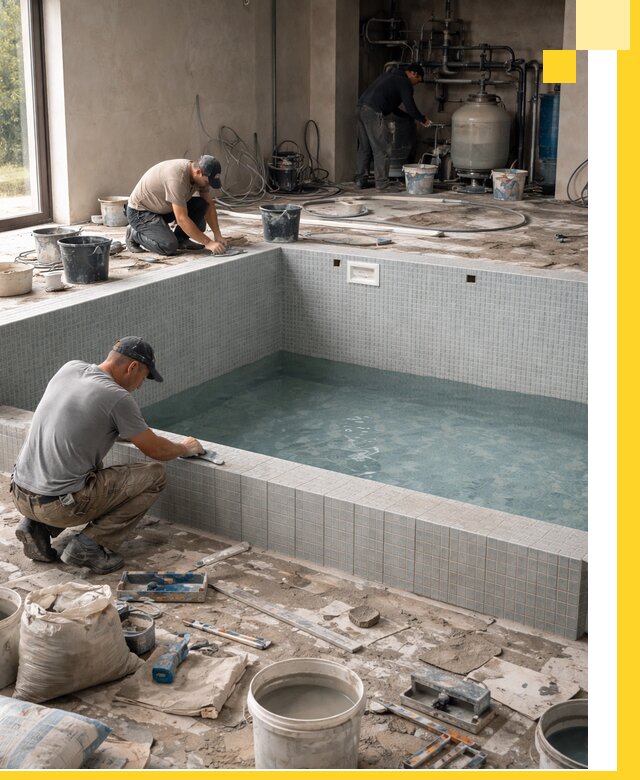 Строительство и монтаж бассейнов в помещении в Тольятти