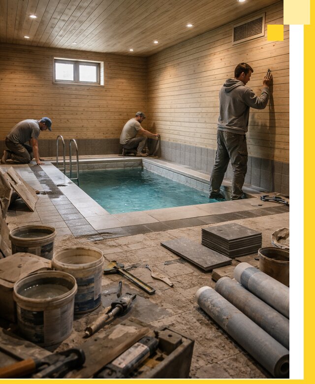 Строительство бани с бассейном и сауной под ключ в Тольятти