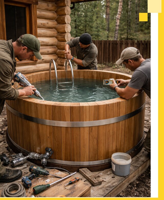 Строительство бань с купелью под ключ и отделкой в Тольятти