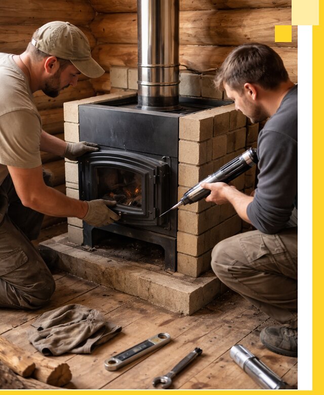 Монтаж и установка печи в бане под ключ с гарантией в Тольятти