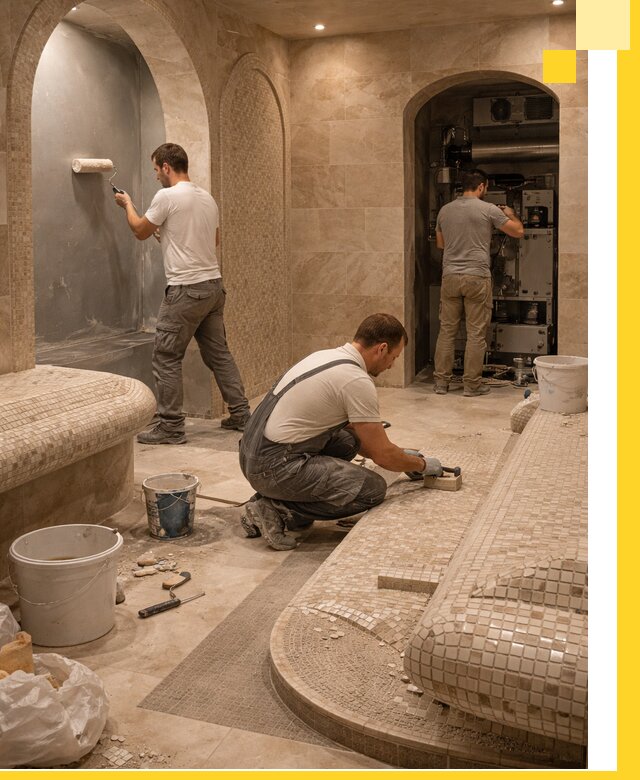 Строительство бани с хамамом и бассейном под ключ в Тольятти