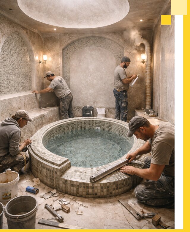 Профессиональное строительство хамама с бассейном в Тольятти под ключ