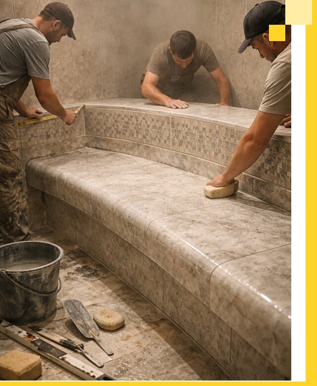 Изготовление и установка сидений для хамама в Тольятти