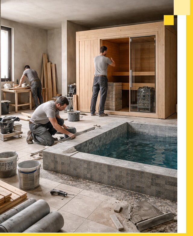 SPA зоны под ключ с бассейном сауной и печью в Тольятти